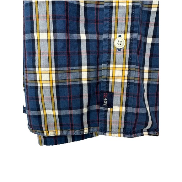 Abercrombie & Fitch Muscle Shirt Button Up Blue Plaid Short Sleeve Mens Size L - Picture 5 of 12